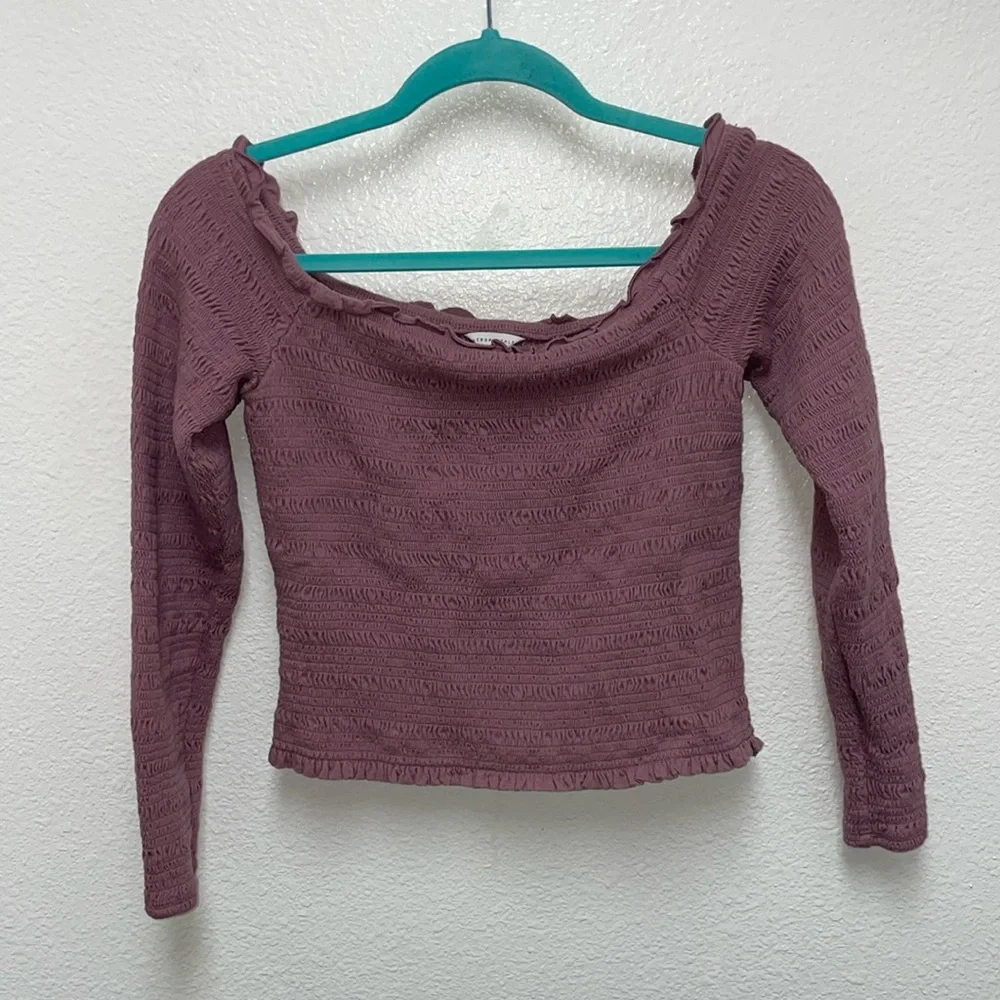 Aéropostale Dark Pink Dusty Rose Off the Shoulder Smocked XL Junior’s Top